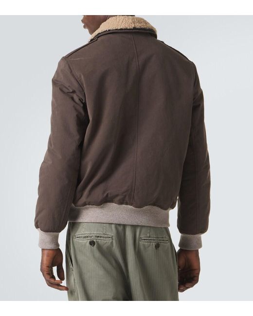 Brunello Cucinelli Brown Shearling-Trimmed Blouson Jacket for men