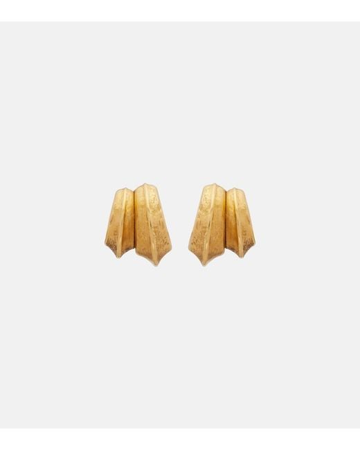 Saint Laurent White Double Blade Clip-On Earrings