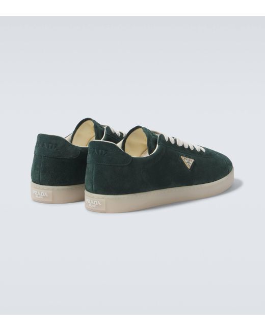 Prada Green Lane Logo Suede Sneakers for men