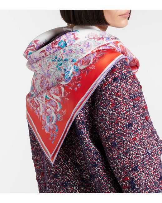 Gucci Red Printed Silk Twill Carré