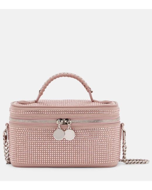 Stella McCartney Pink Schultertasche Falabella Mini Mit Kristallen