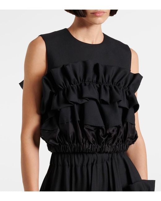 Noir Kei Ninomiya Black Ruffled Wool Top