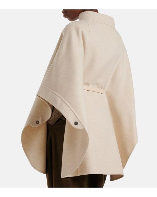 Loro Piana Natural Salzburg Leather-Trimmed Cashmere Cape