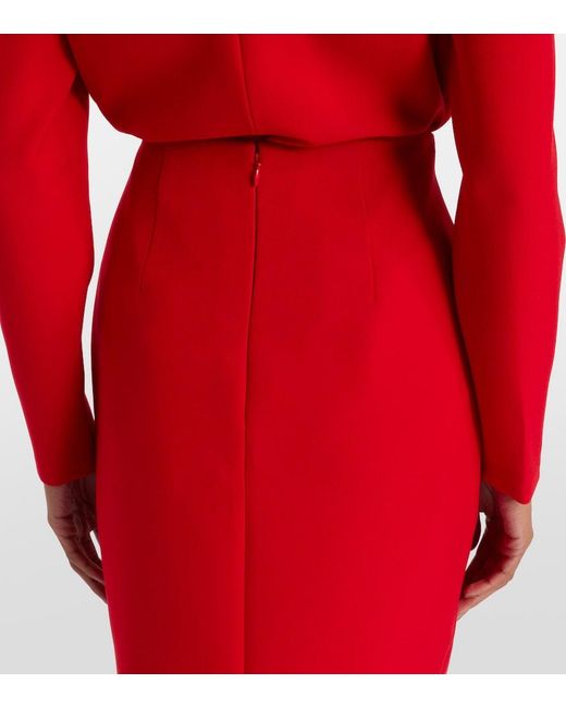 Roland Mouret Red Crepe Pencil Skirt