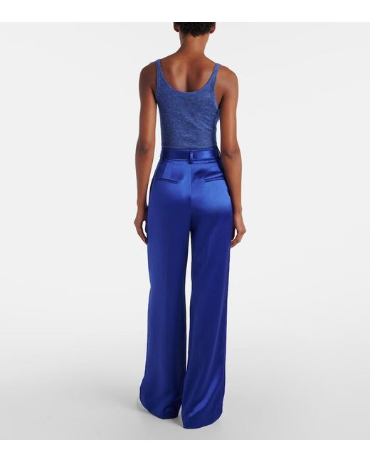 Gabriela Hearst Blue Norman Silk Tweed Wide-Leg Pants