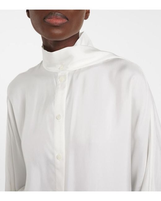 Ferragamo White Tie-Neck Blouse