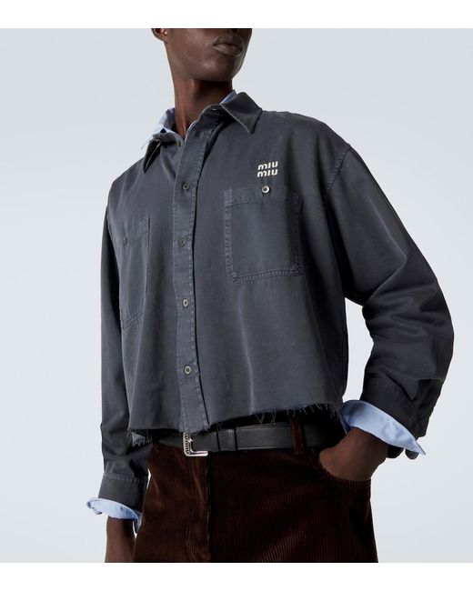 Miu Miu Blue Logo Denim Shirt for men