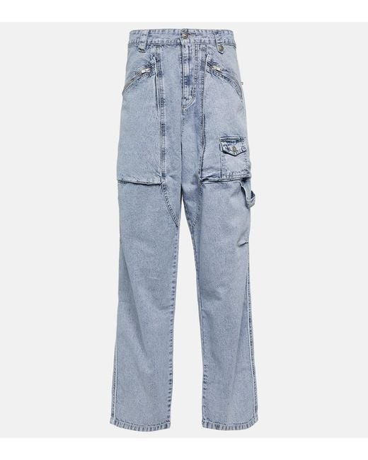 Isabel Marant Blue Paciane Wide-Leg Cargo Jeans