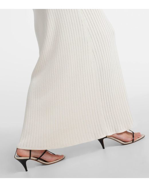 Nili Lotan White Ivenka Ribbed-knit Cotton Maxi Dress