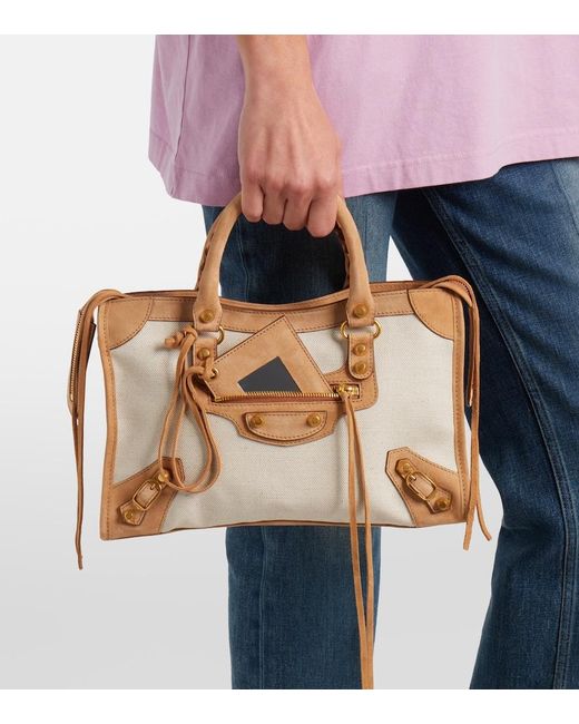 Balenciaga Brown Le City Small Canvas Top-Handle Bag