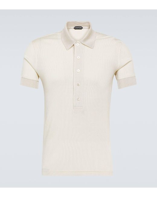 Tom Ford Natural Ribbed-knit Polo Shirt for men