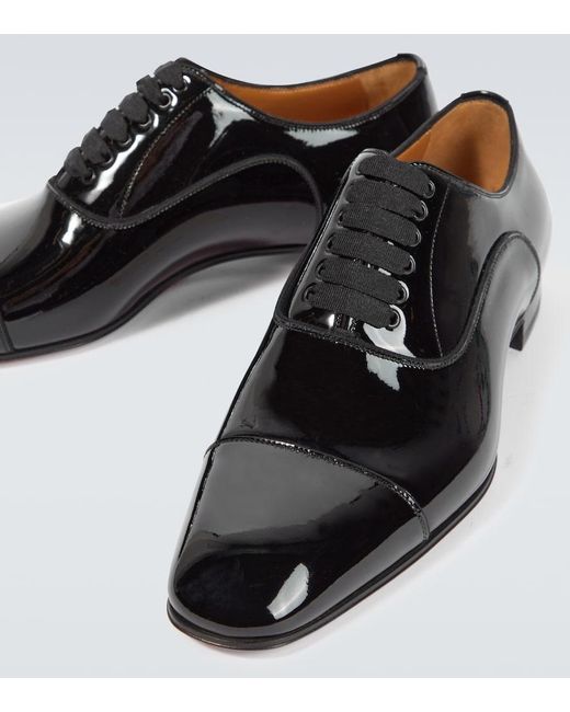 Christian Louboutin Black Greggo Patent Leather Oxford Shoes for men