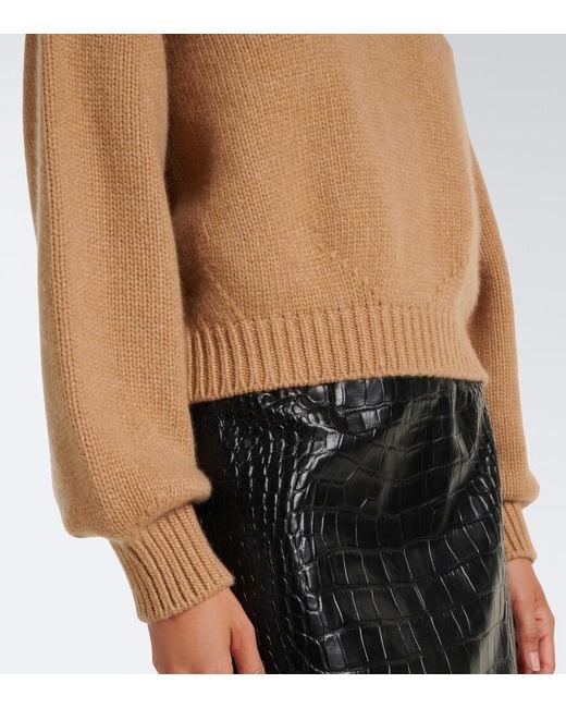 Khaite Natural Cropped Cashmere Sweater