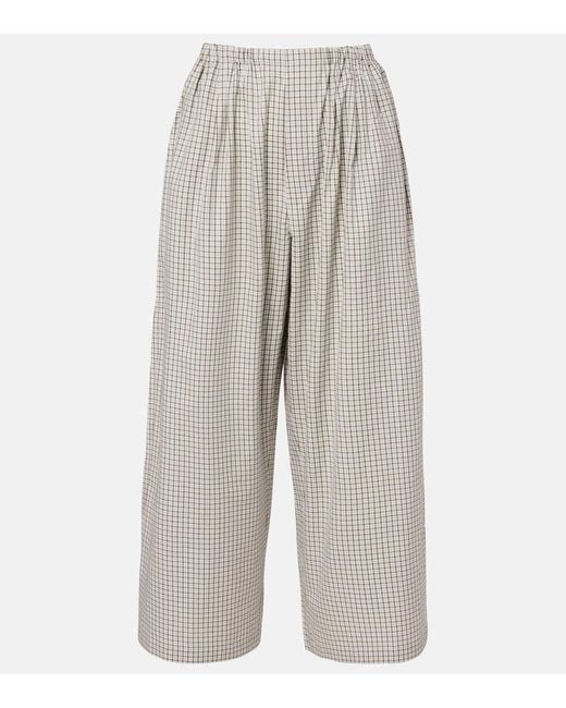 Proenza Schouler Gray Label Meadow Checked Cotton Wide-Leg Pants
