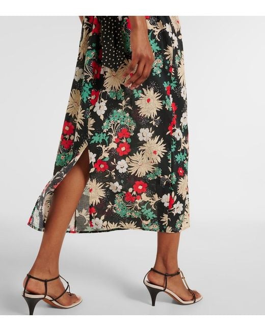 Rixo White Carey Floral Cotton Midi Dress