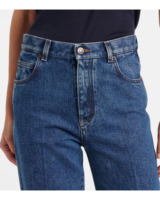 Loro Piana Blue Brooke Mid-Rise Cropped Straight Jeans