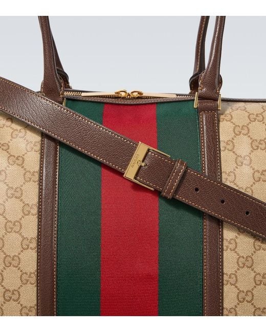 Gucci Brown Gg Web Stripe Medium Duffel Bag for men