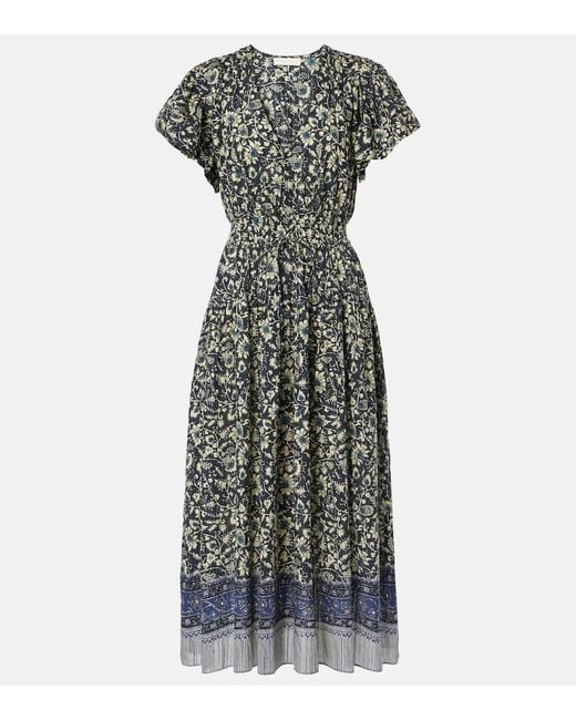 Ulla Johnson Green Lyria Floral Cotton-Blend Midi Dress