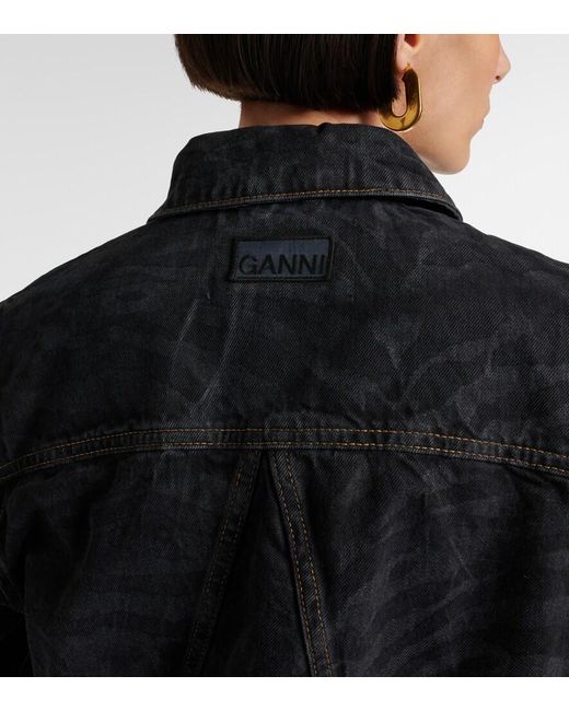 Ganni Black Printed Denim Jacket