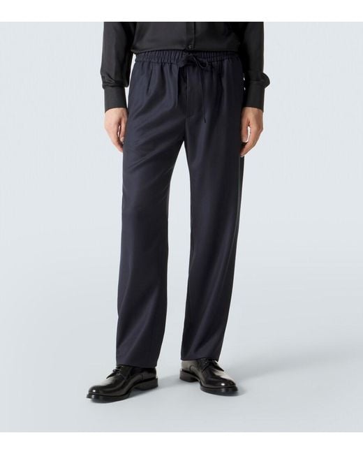 Dolce & Gabbana Blue Virgin Wool Straight Pants for men