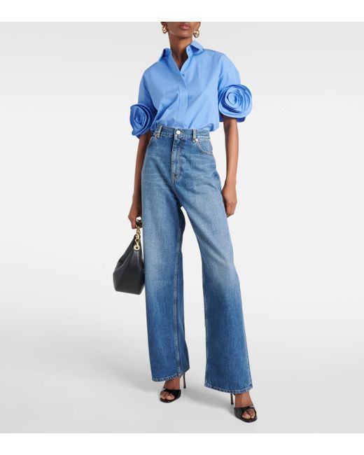 Valentino Blue High-rise Straight Jeans