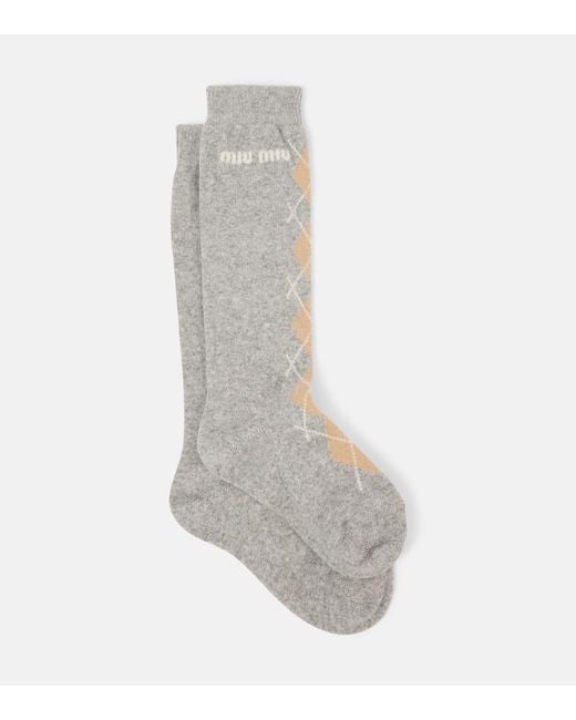Miu Miu White Socken Aus Wolle Und Kaschmir
