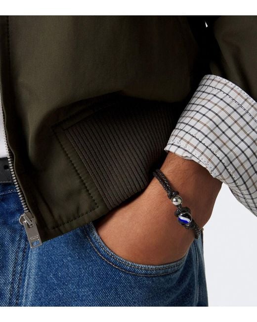 Bottega Veneta White Knot Sterling And Leather Bracelet for men