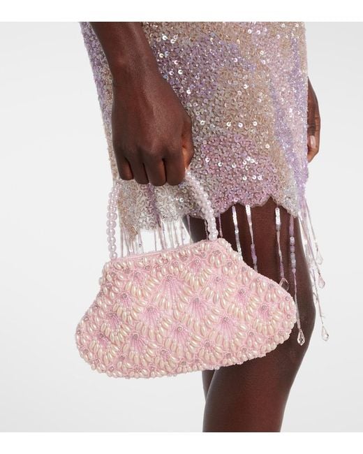 Clio Peppiatt Pink Scallop Mini Embellished Tote Bag