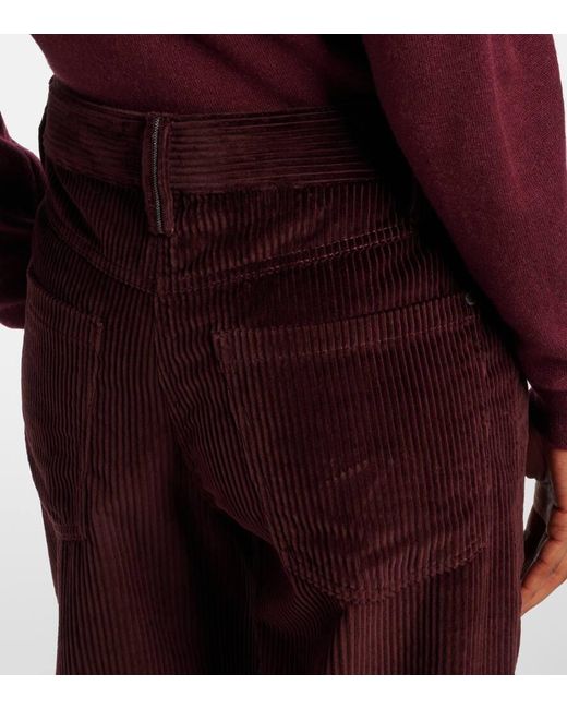 Brunello Cucinelli Purple Monili Corduroy Straight Pants