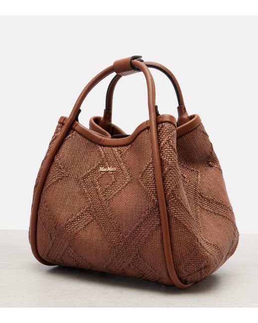 Max Mara Brown Marin Small Leather-Trimmed Top-Handle Bag