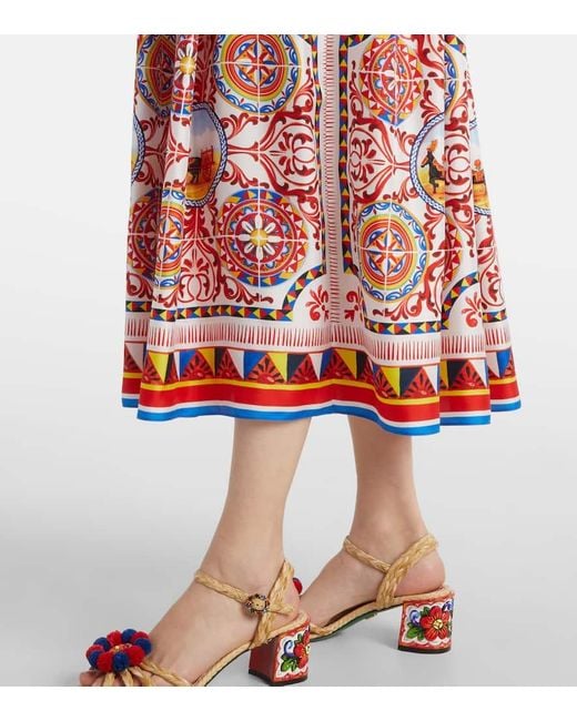 Robe Midi Imprimee En Soie Dolce & Gabbana en coloris Red
