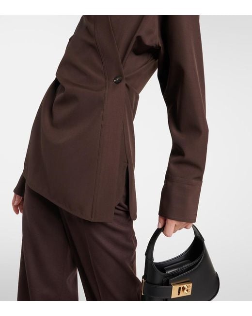 Ferragamo Brown Wrap Wool Shirt