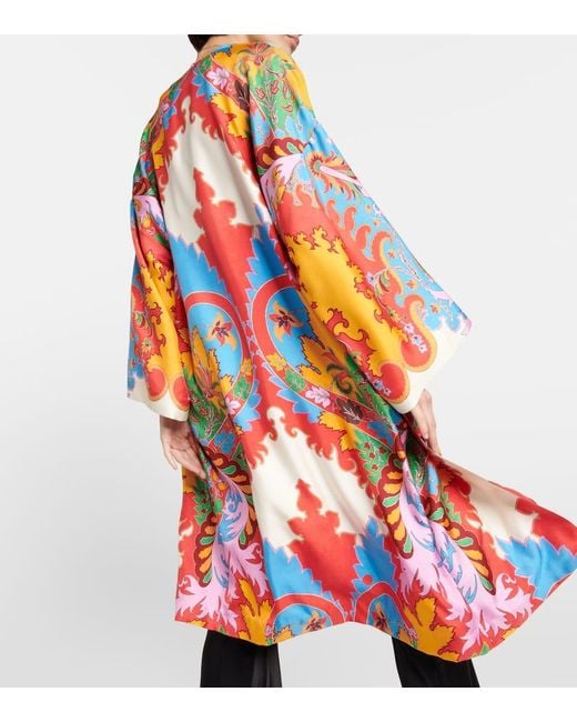 Etro Red Printed Silk Beach Cover-Up