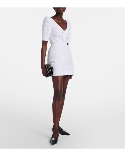 ShuShu/Tong White Bow-Detail Cotton-Blend Minidress