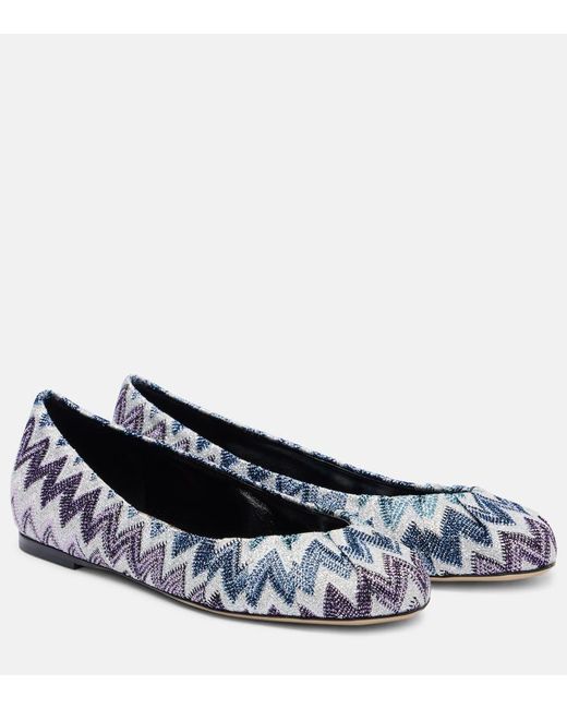Missoni Blue Zig Zag Lurex Ballet Flats