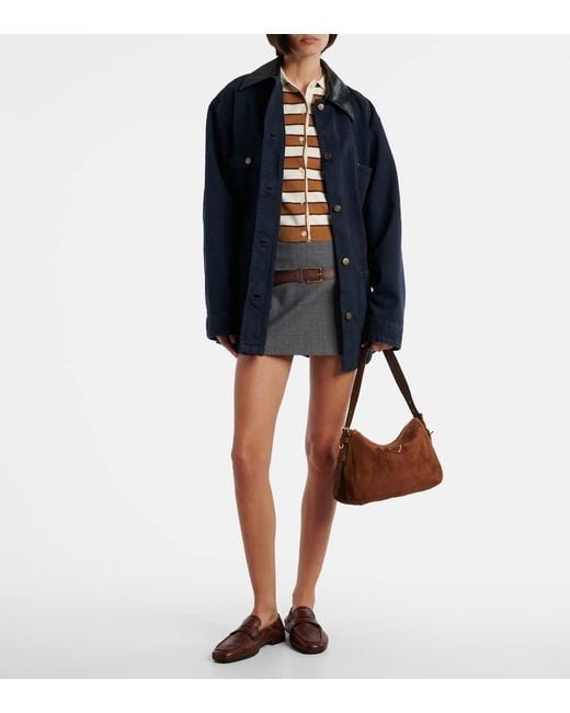 Prada Brown Aimee Medium Suede Shoulder Bag