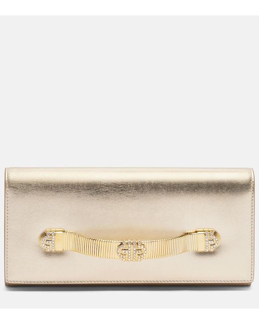 BVLGARI Natural Tubogas Embellished Leather Clutch