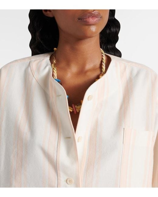 Chloé White Striped Cotton Crop Top