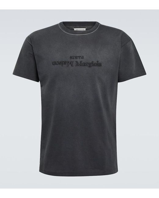 T-shirt in jersey di cotone con logo di Maison Margiela in Black da Uomo