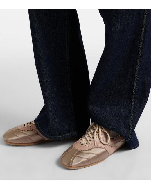 Dries Van Noten Natural Leather-Trimmed Satin Sneakers