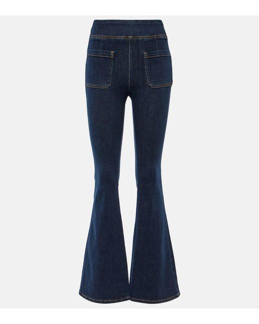 FRAME Blue High-Rise Flared Jeans