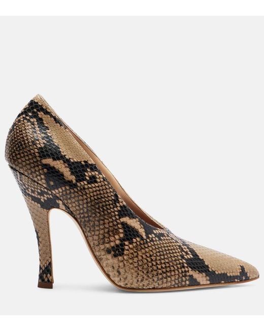 Magda Butrym Brown 115 Snake-Effect Leather Pumps
