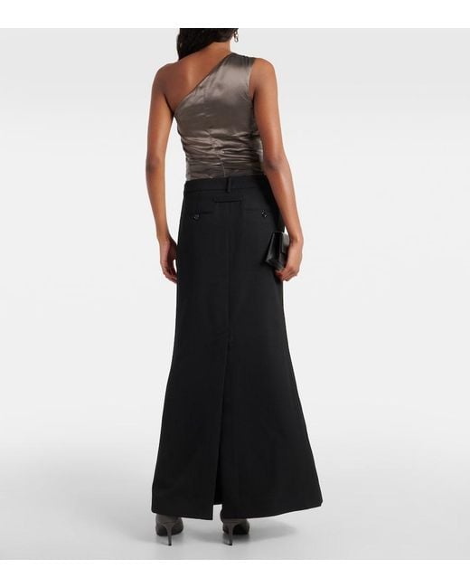 Acne Black Wool-Blend Maxi Skirt
