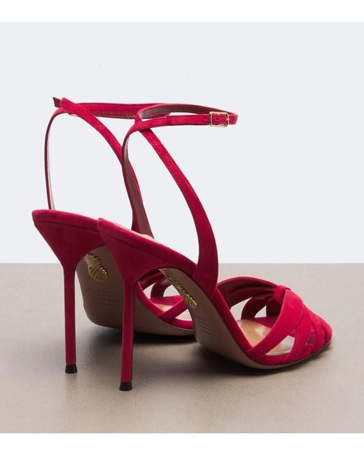 Aquazzura Red Soulmate Suede Sandals