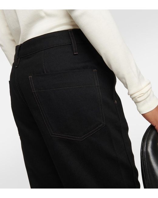 Lemaire Black Mid-Rise Slim-Straight Jeans
