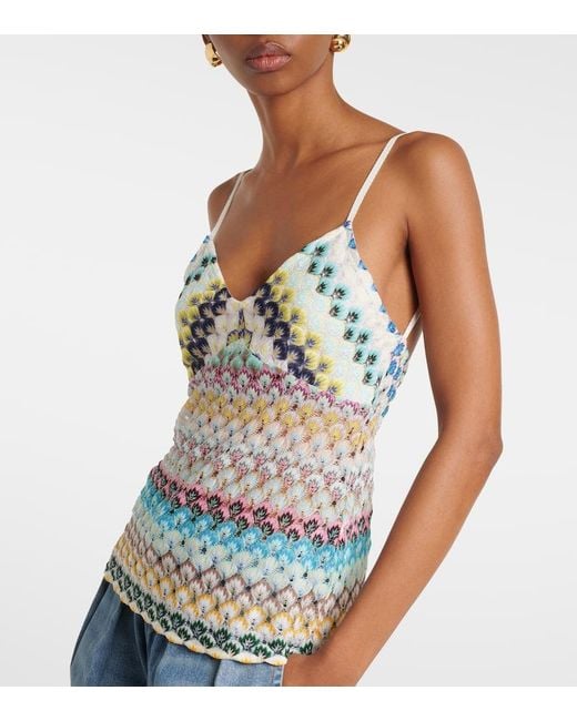 Missoni Blue Top Aus Haekelstrick