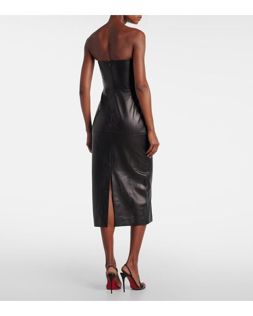 Nensi Dojaka Black Leather Corset Dress