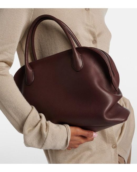 The Row Brown Agnes 12 Leather Top-Handle Bag