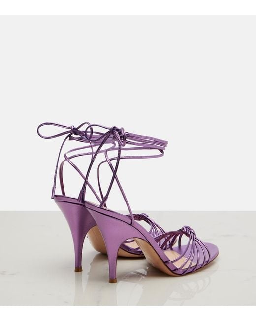 Gianvito Rossi Purple Metallic Leather Sandals