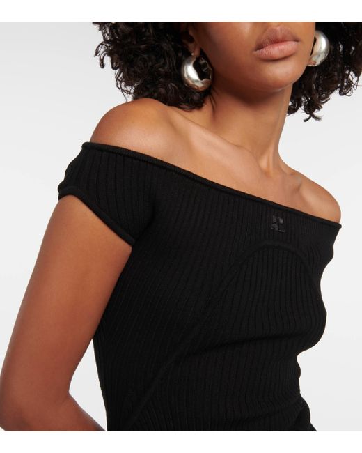 Courreges Black Ribbed-knit Bustier Mini Dress